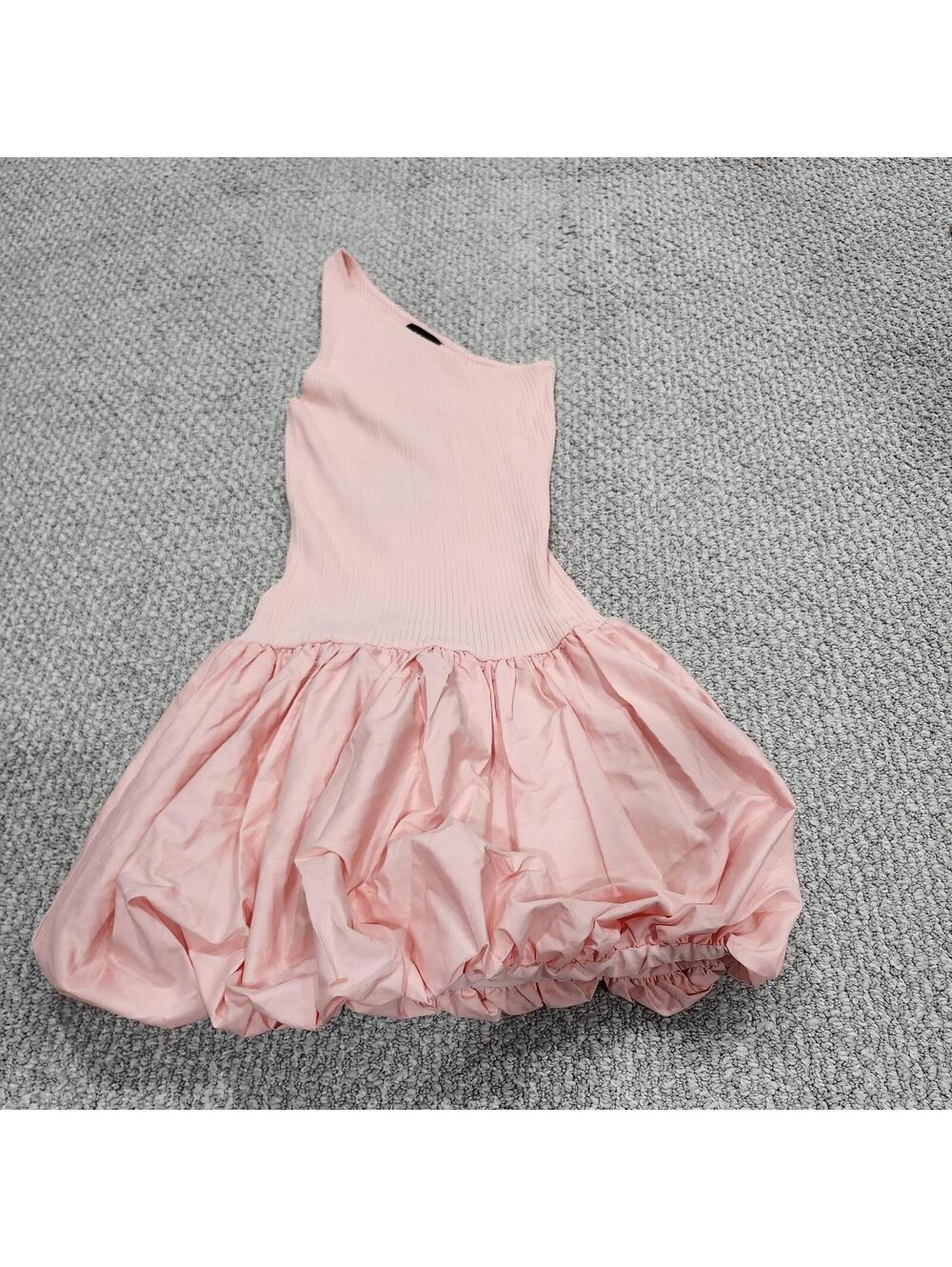 Vici Pink One-Shoulder Bubble Hem Dress Size Large